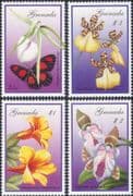 Grenada 2000 Orchids/ Butterflies/ Nature/ Insects/ Flowers/ Plants 4v set (s2367h)