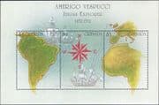 Grenada 2002 Vespucci/ Explorer/ Sailing Ships/ Ship/ Sail/ Transport/ Maps 3v m/s (b1912f)