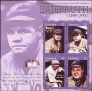 Grenada 2004 Baseball World Series 100th/ Babe Ruth/ Sports/ Sportsmen/ People 4v m/s (n1129b)