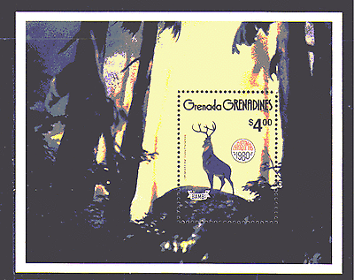 Grenada Grenadines 1980 Christmas/ Disney/ BAMBI/ Stag/ Antelope/ Animation/ Films 1v m/s (n13859)