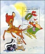 Grenada Grenadines 1983 Disney/ Christmas/ Donald/ Bambi/ Cartoons 1v m/s (ad1166)
