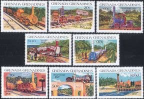 Grenada Grenadines 1984  Steam Engines/ Railway Locomotives/ Trains  8v set  (s703m)