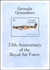 Grenada Grenadines 1993  Royal Air Force 75th/ Spitfire/ Planes/ Aircraft  1v m/s  (b4948u)