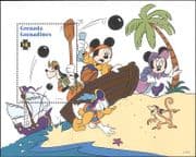 Grenada Grenadines 1995 Disney/ Pirates/ Mickey Mouse/ Cartoons/ Monkey/ Animation 1v m/s (b4165m)