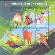 Grenada Grenadines 2001 Owl/ Frog/ Dragonfly/ Lizard/ Monkey/ Deer/ Birds/ Animals 6v m/s (b5412a)