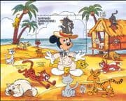 Grenadines of Grenada 1985 Mark Twain/ Disney/ Cartoons/ Mickey/ Cats/ Books/ Writer 1v m/s (b4165v)