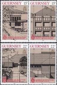 Guernsey 1987  Europa/ Architecture/ Buildings/ Post Office/ School  4v set 2 x pairs (n29591)