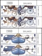 Guernsey 1988 Europa/ Plane/ Horse/ Cycling/ Bikes/ Van/ Boat/ Transport 4v c/b (n26170b)