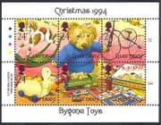 Guernsey 1994 Christmas / Greetings / Horse / Teddy / Bike / Train / Toys 6v m / s (b6191)