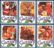 Guernsey 1997 Christmas/ Greetings/ Teddy Bears/ Teddies/ Toys 6v set (b6218)