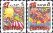 Guernsey 2002 Europa/ Circus/ Clowns/ Trapeze/ Animation 2v (b6218a)