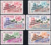 Guinea 1960 UN 15th Overprint/ United Nations/ Building/ Palm Trees 6v set opt (n33927a)