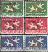 Guinea 1962 Doves/ Letter/ Birds/ Conquest of Space Overprint/ Surcharge 6v set (b8001f)
