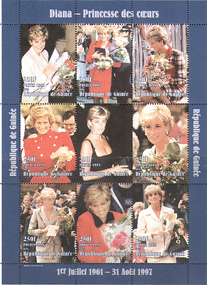 Guinea 1998 Diana, Princess of Wales 9v sht ref:n13520