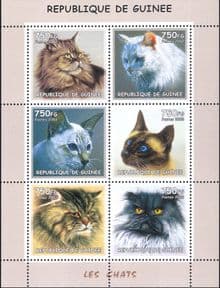 Guinea 2002  Domestic Cats/ Animals/ Nature/ Pets  6v sht (s5037)