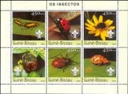 Guinea-Bissau 2003 Beetles/ Ladybird/ Flowers/ Insects/ Nature/ Wildlife/ Scouts 6v m/s (n12307c)