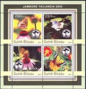 Guinea Bissau 2003 Butterflies/ Baden Powell/ Scouting/ Scouts/ Flowers/ Insects/ Nature 4v m/s (n10346)