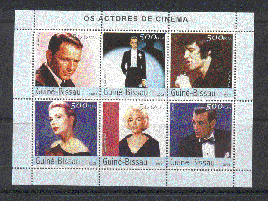Guinea Bissau 2003  Cinema/ ELVIS/ MONROE/ SINATRA/ COOPER/ Films  6v sht  (n12306)