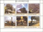 Guinea Bissau 2003 Trains/ Steam Engines/ Locomotives/ Rail/ Railways/ Transport 6v sht (n13830e)