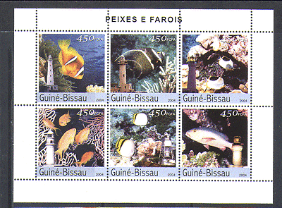 Guinea Bissau 2004 Fish / Marine / LIGHTHOUSES 6v sht ref:n13812