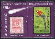 Guyana 1986 Space / Halley's Comet / Parrot / Birds / Nature / Astronomy 2v pr (b8504)