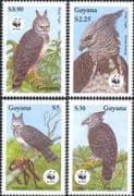 Guyana 1990 WWF/ Harpy Eagle/ Raptors/ Birds/ Nature/ Wildlife 4v set (b8504a)