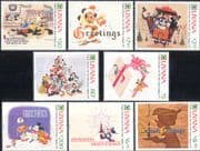 Guyana 1991 Christmas/ Disney/ Greetings/ Mickey/ Pinocchio/ Cartoons/ Animation 8v set (b158g)