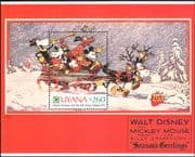 Guyana 1991 Christmas/ Disney/ Greetings/ Mickey/ Sleigh/ Cartoons/ Animation 1v m/s (b409a)