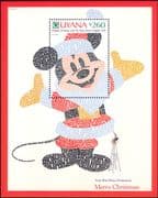 Guyana 1991 Disney/ Mickey Mouse/ Christmas / Cartoons/ Animation 1v m/s (n26691)