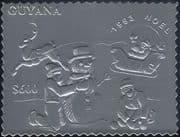 Guyana 1993 Christmas/ Greetings/ Reindeer/ Snowman/ Sleigh/ Santa 1v SILVER (s6058)