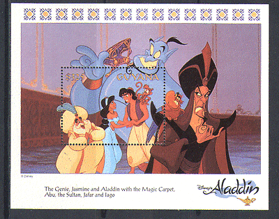 Guyana 1993 Disney ALADDIN/ Monkey/ Parrot/ Cartoons/ Films m/s (n13854)