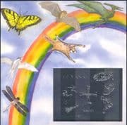 Guyana 1993 Owl/ Beetle/ Dinosaur/ Windmill/ Birds/ SILVER LEAF IMPERF m/s (b9788v)