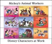 Guyana 1995 Disney/ Mickey/ Animal/ Workers/ Snake/ Bear/ Dog/ Parrot/ Cartoons 9v sht (b798v)