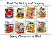 Guyana 1995 Disney/ Mickey/ Minnie/ Workers/ Bulldozer/ Lorry/ Cartoons 8v sht (b798u)