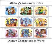 Guyana 1995 Disney/ Mickey/ Workers/ Arts/ Crafts/ Painting/ Watch/ Cartoons 9v sht (b798w)