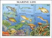 Guyana 1995 Fish/ Coral/ Animals/ Marine/ Nature/ Wildlife 9v sht (b9092j)