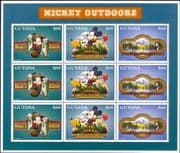 Guyana 1996 Disney/ Mickey Mouse/ Pluto/ Fishing/ Lumberjack/ Sports/ Fish 9v sht (b6070p)