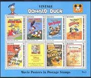 Guyana 1996 Donald Duck Movie Posters / Disney / Penguin / Golf / Scouts / Birds sht s5761