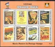 Guyana 1996 Donald Duck Movie Posters / Disney / Plane / Mining / Transport sht s5762