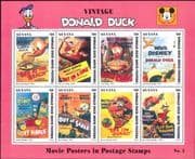 Guyana 1996 Donald Duck Movie Posters/ Disney/ Train/ Rail/ Car/ Bees/ Plane/ Cartoons 8v sht b453c