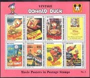 Guyana 1996 Donald Duck Movie Posters/Disney/Train/Rail/Car/Bees/Plane sht s5765