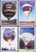 Guyana 1996 Greenpeace/ Hot Air Balloons/ Manned Flight/ Aviation 4v set (b3920b)