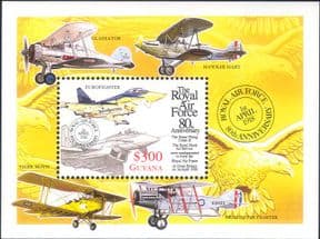 Guyana 1998  Royal Air Force 80th/ Aviation/ Planes/ RAF/ Jets/ Birds  1v m/s  (b6002n)