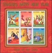 Guyana 1998 YO Tiger/ Disney/ Pooh/ Tigger/ Roo/ Eeyore/ Piglet/ Cartoons/ Animation 6v sht (d00277)
