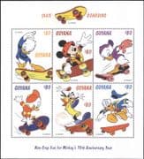 Guyana 1999 Disney/ Mickey 70th/ Skate Boarding/ Sports/ Cartoons/ Animation 6v sht (b413r)