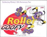 Guyana 1999 Disney/ Mickey/ Goofy/ Roller Skates/ Sports/ Animation 1v m/s (b7771)