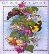 Guyana 2002 Moths/ Insects/ Nature/ Conservation/ Moth 6v m/s (s2378)