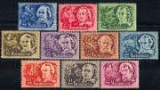 Hungary 1948 Writers/ Books/ Poetry/ Art/ People / Authors / Literature 10v set (n30544)