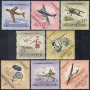 Hungary 1954 Aviation / Aircraft / Planes / Parachutes / Gliders / Transport 8v set n39863