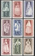 Hungary 1963 Provincial Costumes / Clothes / Textiles / Design 9v set (n39957)